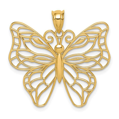 Image of 14K Yellow Gold Polished Large Butterfly Pendant