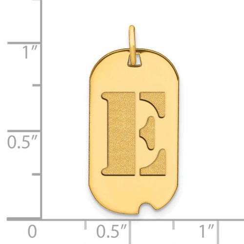 Image of 14K Yellow Gold Polished Letter E Initial Dog Tag Pendant