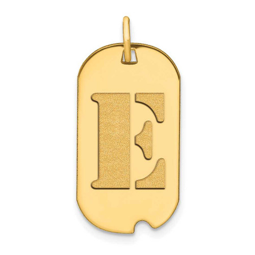 Image of 14K Yellow Gold Polished Letter E Initial Dog Tag Pendant