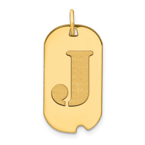 Image of 14K Yellow Gold Polished Letter J Initial Dog Tag Pendant