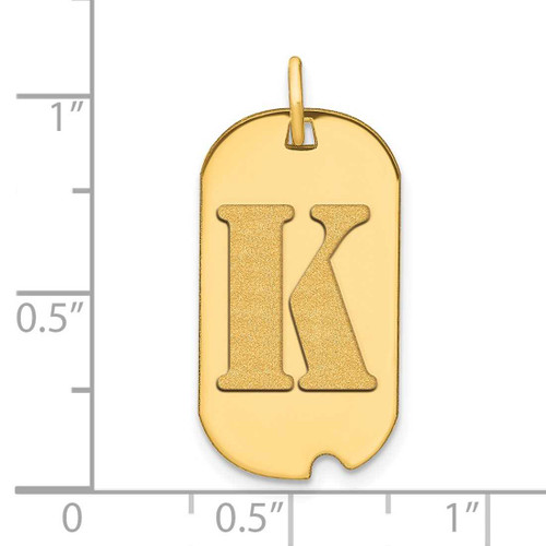 Image of 14K Yellow Gold Polished Letter K Initial Dog Tag Pendant