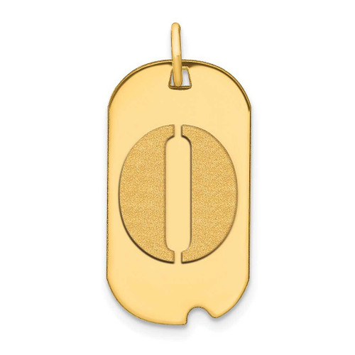 Image of 14K Yellow Gold Polished Letter O Initial Dog Tag Pendant