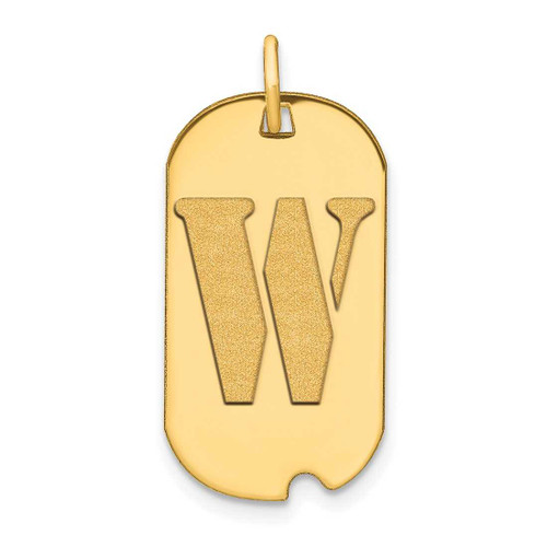 Image of 14K Yellow Gold Polished Letter W Initial Dog Tag Pendant