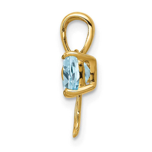 Image of 14K Yellow Gold Polished Light Swiss Blue Topaz Bow Pendant