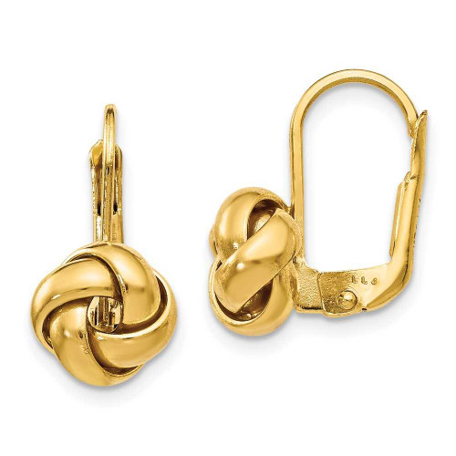 Image of 13mm 14K Yellow Gold Polished Love Knot Leverback Earrings 277017
