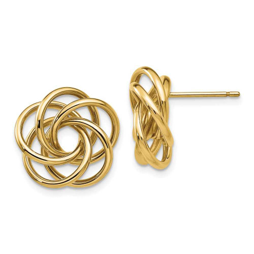 Image of 15mm 14K Yellow Gold Polished Love Knot Stud Post Earrings T564