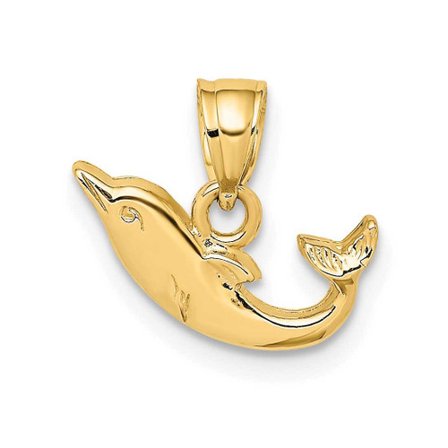 Image of 14K Yellow Gold Polished Mini Dolphin Pendant