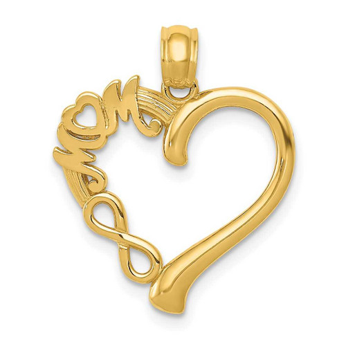 Image of 14K Yellow Gold Polished Mom In Heart w/ Infinity Symbol Pendant
