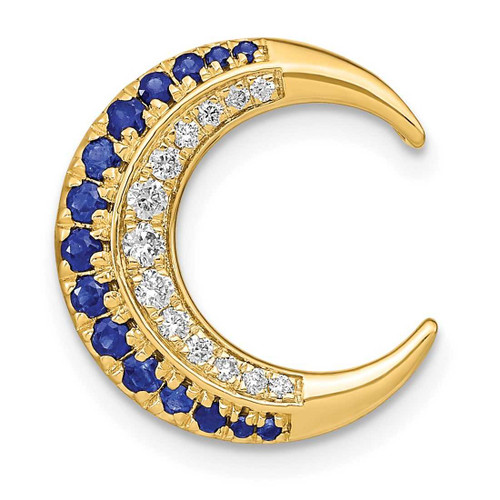 Image of 14k Yellow Gold Polished Moon Sapphire and Diamond Slide Pendant