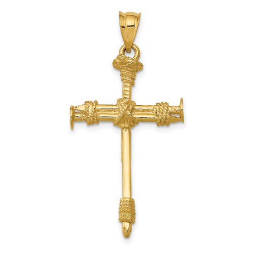 Image of 14K Yellow Gold Polished Nail Cross Pendant
