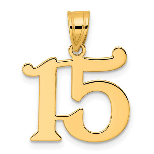 Image of 14K Yellow Gold Polished Number 15 Pendant