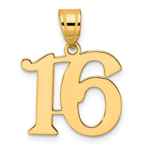 Image of 14K Yellow Gold Polished Number 16 Pendant