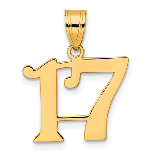 Image of 14K Yellow Gold Polished Number 17 Pendant