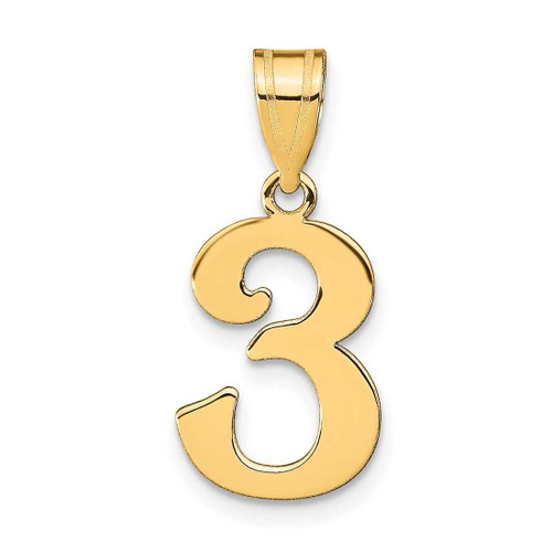 Image of 14K Yellow Gold Polished Number 3 Pendant