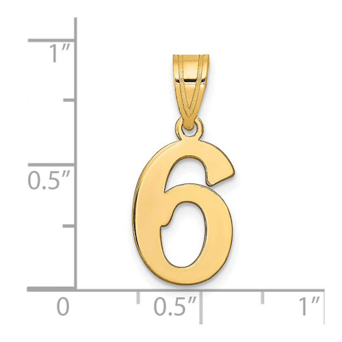 Image of 14K Yellow Gold Polished Number 6 Pendant