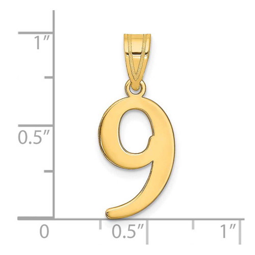 Image of 14K Yellow Gold Polished Number 9 Pendant