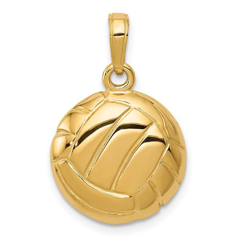 Image of 14K Yellow Gold Polished Open-Backed Volleyball Pendant