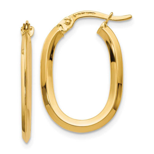Image of 22mm 14K Yellow Gold Polished Oval Hinged Hoop Earrings