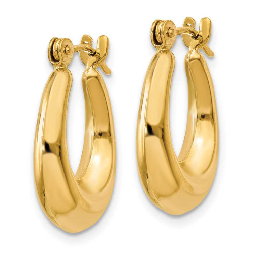 Image of 9mm 14K Yellow Gold Polished Oval Hollow Hoop Earrings