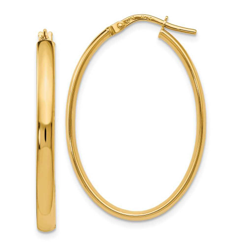 Image of 34mm 14K Yellow Gold Polished Oval Hoop Earrings LE1059