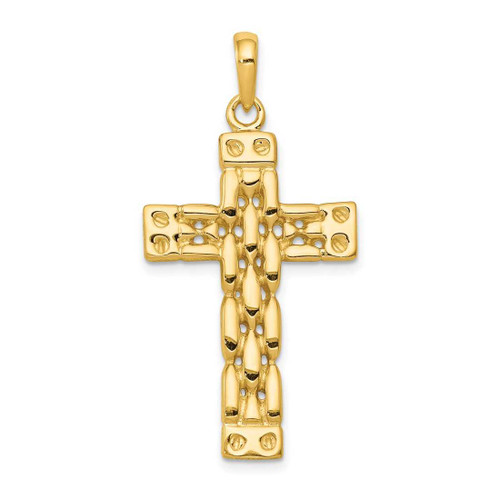 Image of 14K Yellow Gold Polished Panther Style Cross Pendant