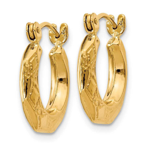 Image of 8mm 14K Yellow Gold Polished Patterned Hollow Hoop Earrings