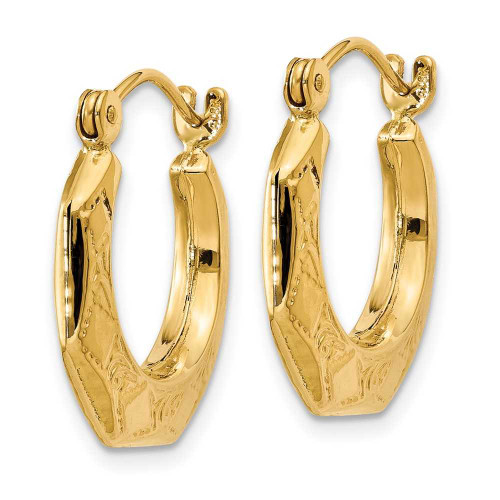 Image of 11mm 14K Yellow Gold Polished Patterned Hoop Earrings