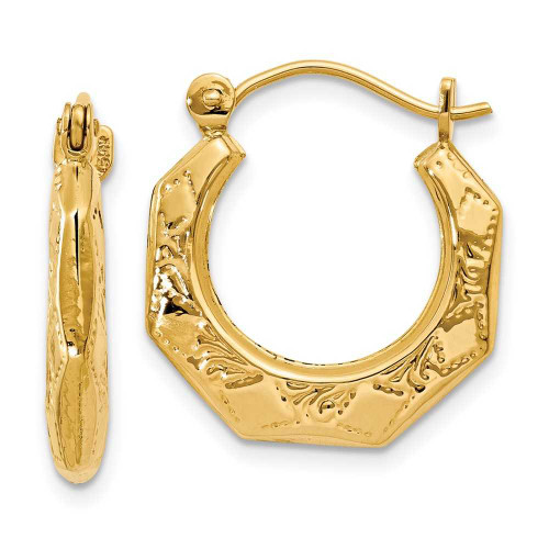 Image of 11mm 14K Yellow Gold Polished Patterned Hoop Earrings