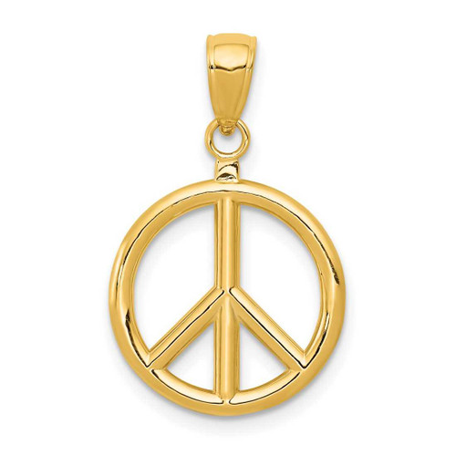 Image of 14K Yellow Gold Polished Peace Sign Pendant