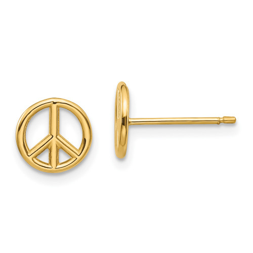 8mm 14K Yellow Gold Polished Peace Symbol Post Earrings K4516