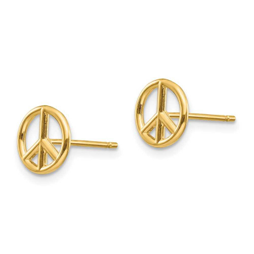 Image of 8mm 14K Yellow Gold Polished Peace Symbol Post Earrings K4516