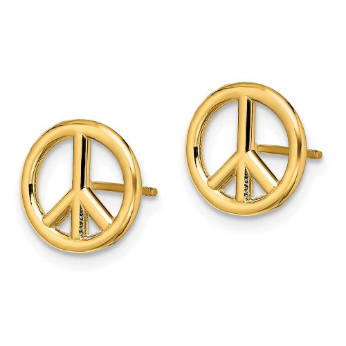 Image of 10.2mm 14K Yellow Gold Polished Peace Symbol Post Earrings TE719