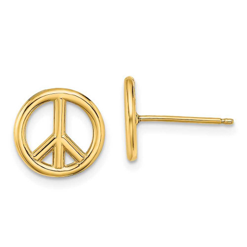 Image of 10.2mm 14K Yellow Gold Polished Peace Symbol Post Earrings TE719