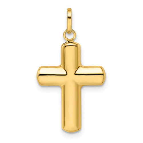 Image of 14K Yellow Gold Polished Puffed Cross Pendant