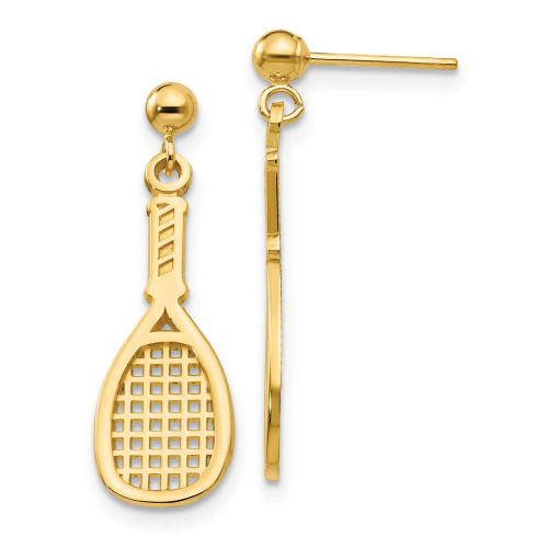 Image of 26mm 14K Yellow Gold Polished Racquet Dangle Post Earrings