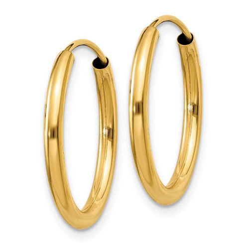 Image of 17mm 14K Yellow Gold Polished Round Endless 2mm Hoop Earrings H979