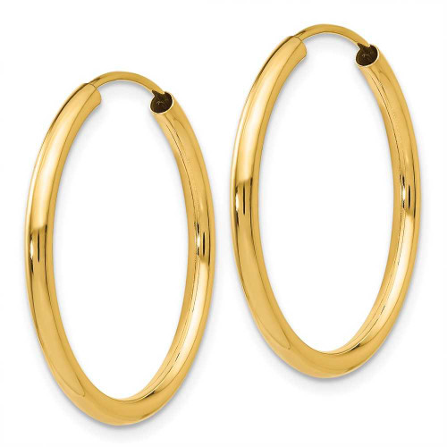 Image of 22mm 14K Yellow Gold Polished Round Endless 2mm Hoop Earrings H980