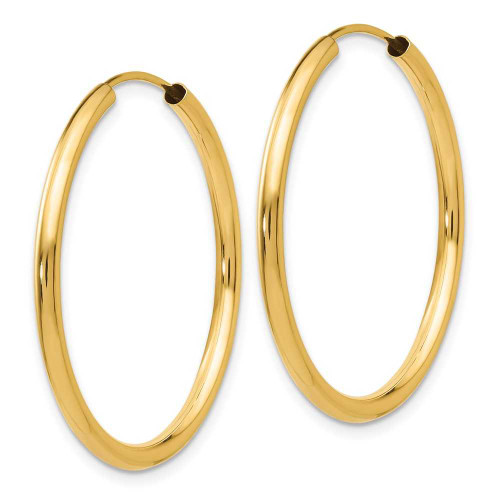 Image of 26mm 14K Yellow Gold Polished Round Endless 2mm Hoop Earrings H981