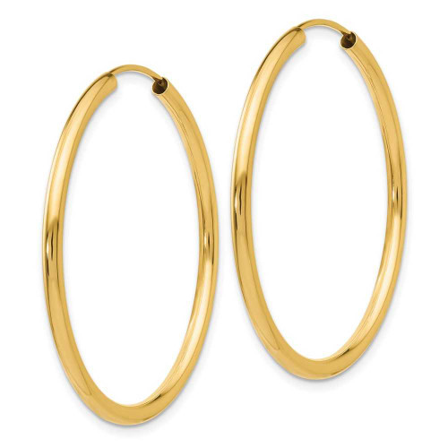 Image of 35mm 14K Yellow Gold Polished Round Endless 2mm Hoop Earrings H982