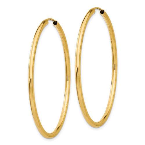Image of 41mm 14K Yellow Gold Polished Round Endless 2mm Hoop Earrings H984