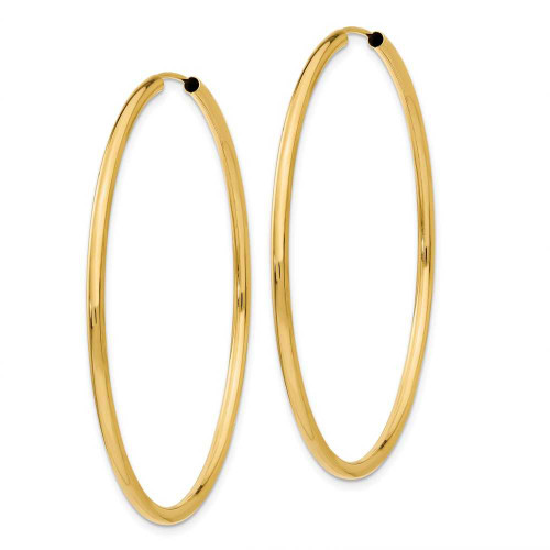 Image of 45mm 14K Yellow Gold Polished Round Endless 2mm Hoop Earrings H985