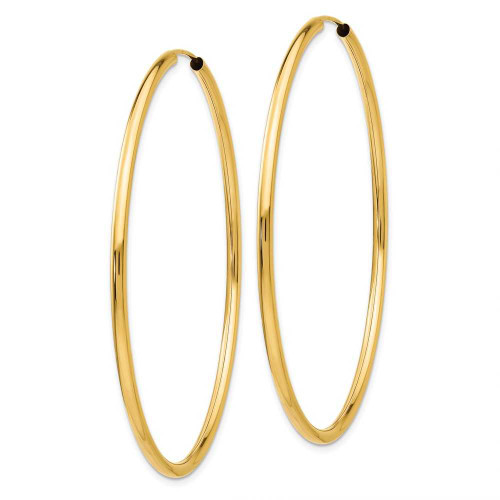 Image of 52mm 14K Yellow Gold Polished Round Endless 2mm Hoop Earrings H986