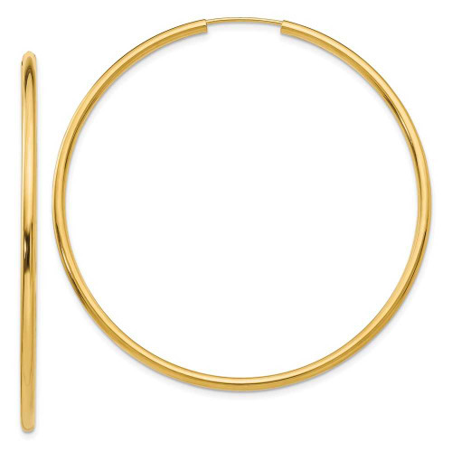 Image of 52mm 14K Yellow Gold Polished Round Endless 2mm Hoop Earrings H986