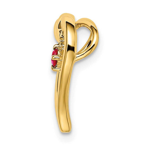 Image of 14K Yellow Gold Polished Ruby Heart Chain Slide Pendant