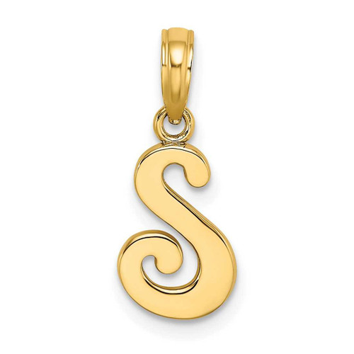 Image of 14K Yellow Gold Polished S Script Initial Pendant