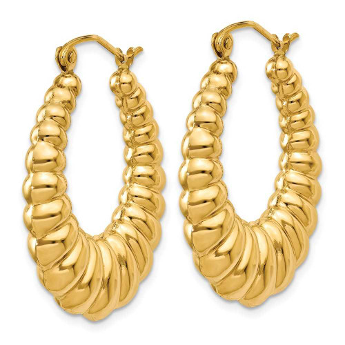 Image of 13mm 14K Yellow Gold Polished Scalloped Hoop Earrings S1502