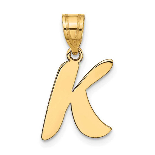 Image of 14K Yellow Gold Polished Script Letter K Initial Pendant
