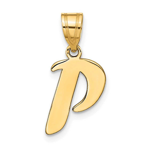 Image of 14K Yellow Gold Polished Script Letter P Initial Pendant