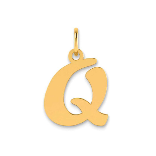 Image of 14K Yellow Gold Polished Script Letter Q Initial Pendant
