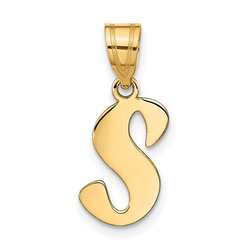 Image of 14K Yellow Gold Polished Script Letter S Initial Pendant